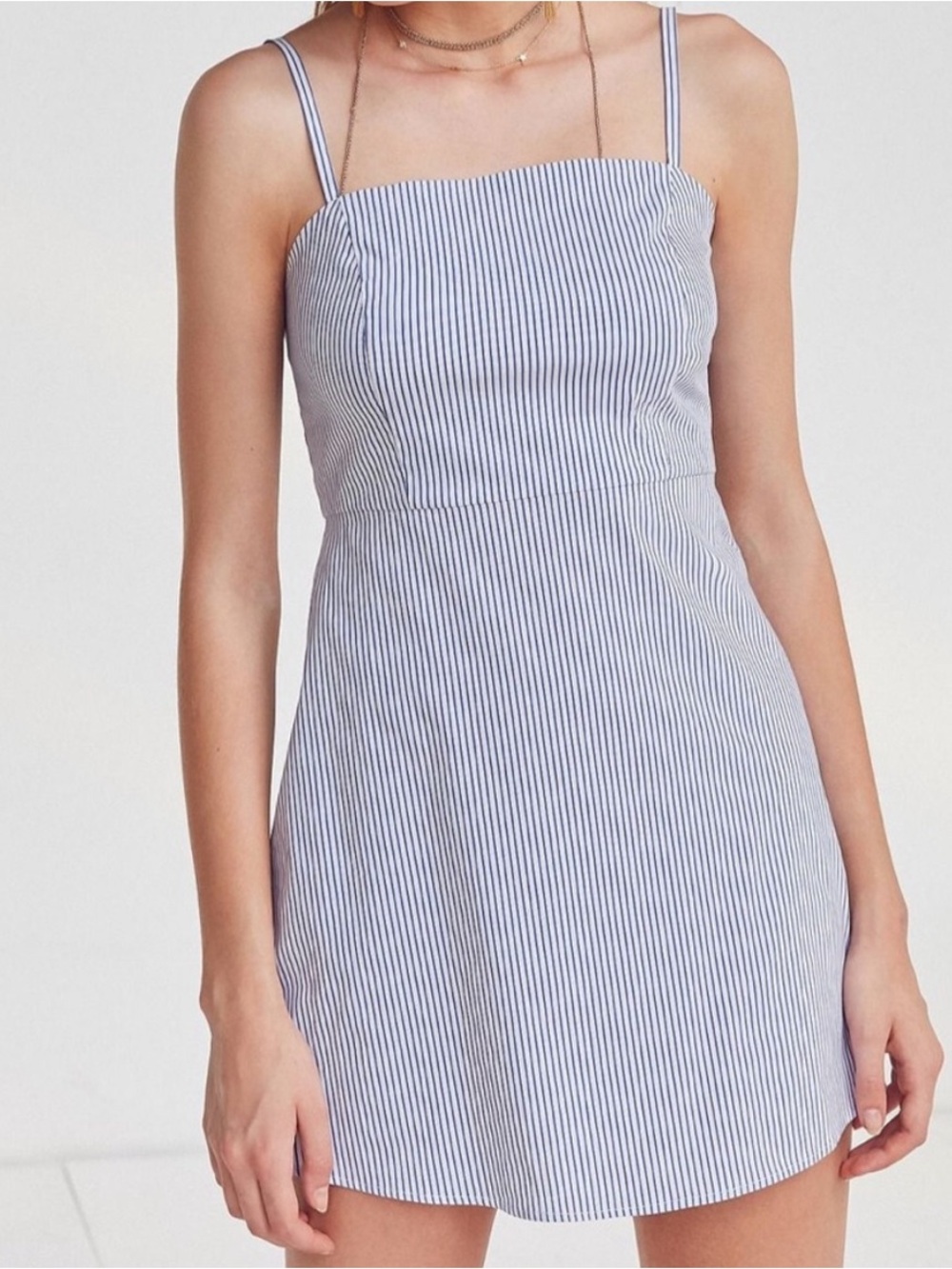 Urban Outfitters Kimchi Blue Pinstripe Square Neck Mini Dress Coastal Nautical